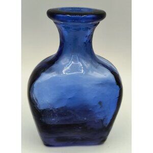 Handcrafted Recycled Glass Cobalt Blue Vase Made In Spain